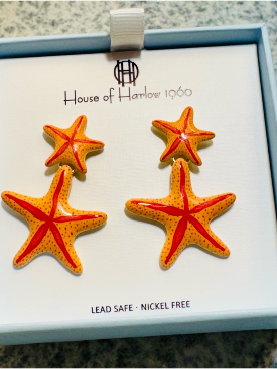 House of Harlow 1960 Jewelry - NWT House of Harlow 1960 Orange and Red Starfish Drop Earrings